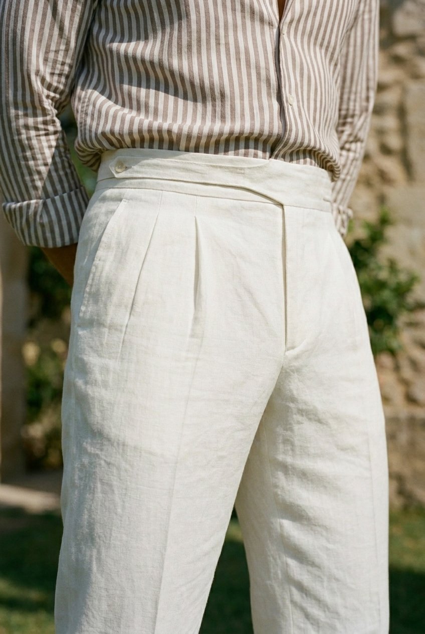 MTO - Pantalon en lin blanc Brisbane Moss