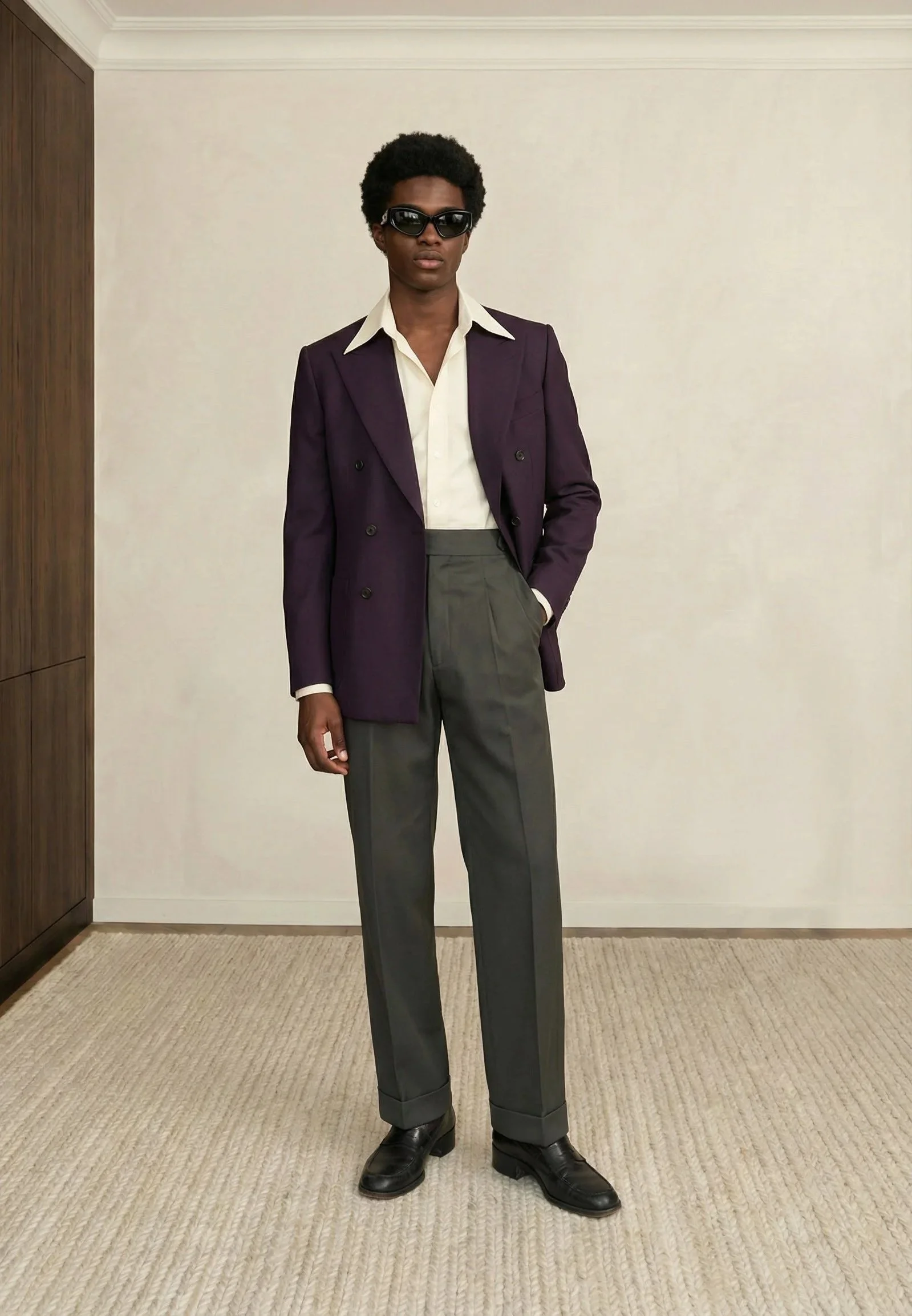 Pantalon en twill de coton gris