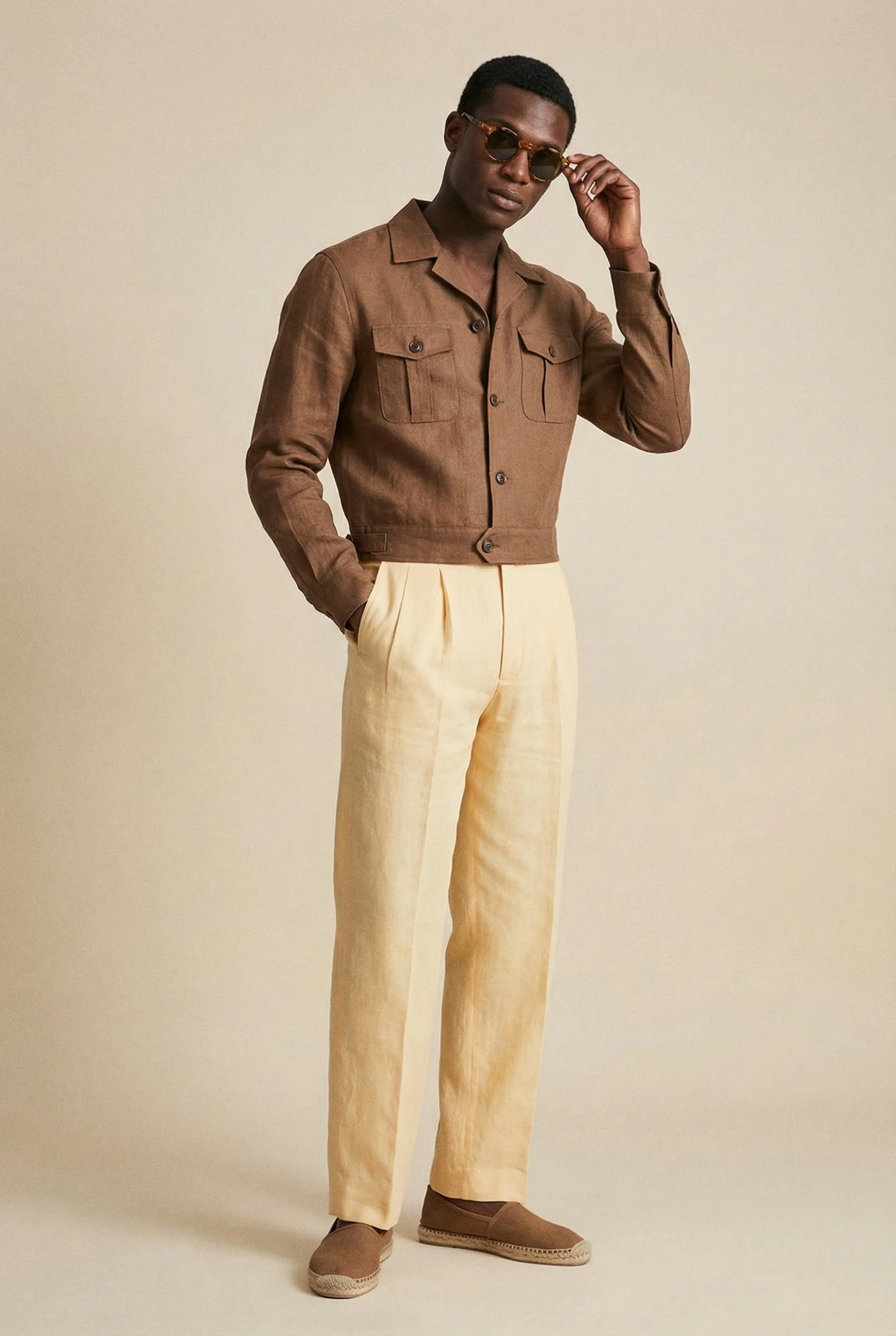 Pantalon en lin citron Brisbane Moss