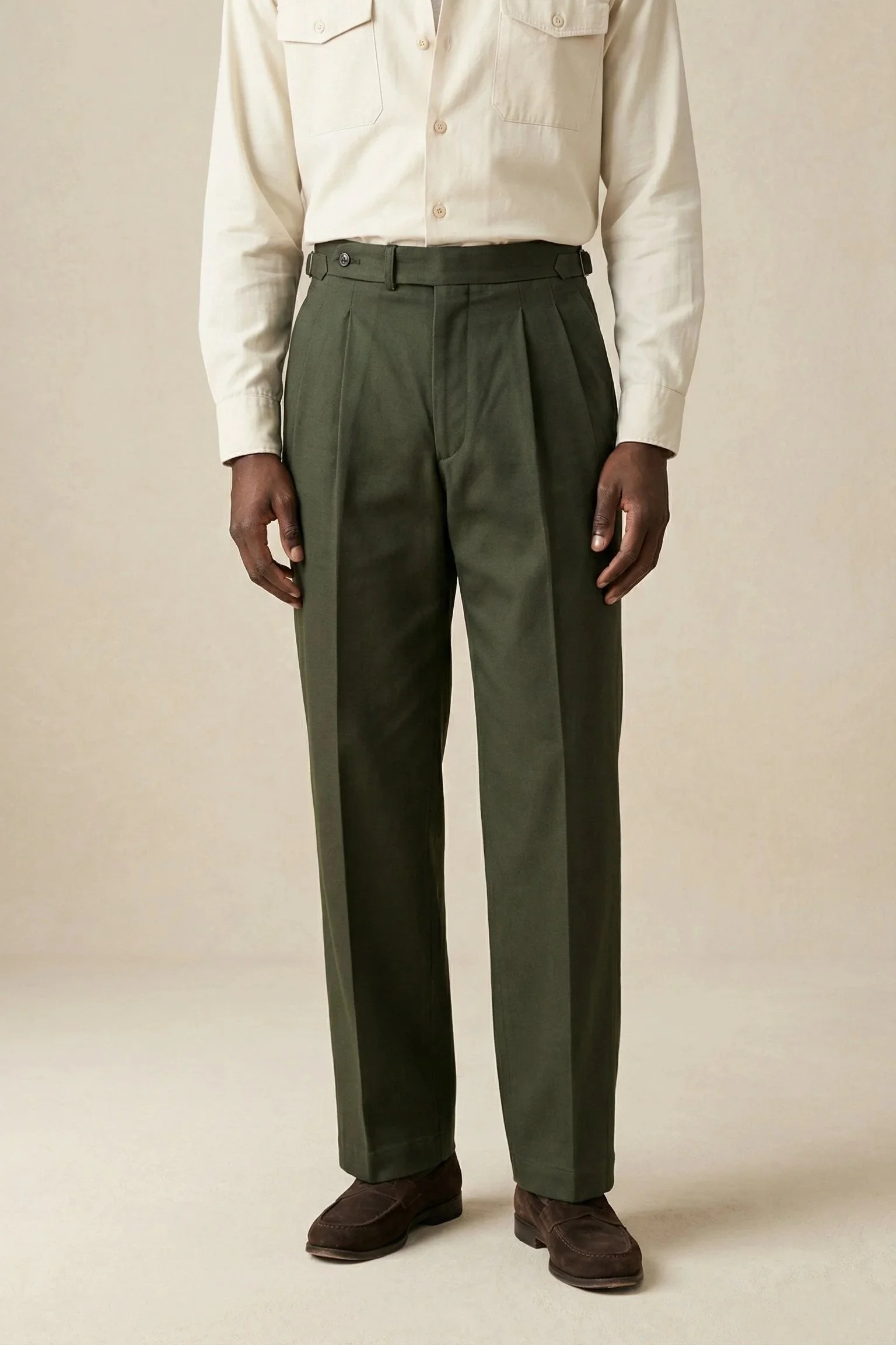 Pantalon kaki en coton Brisbane Moss