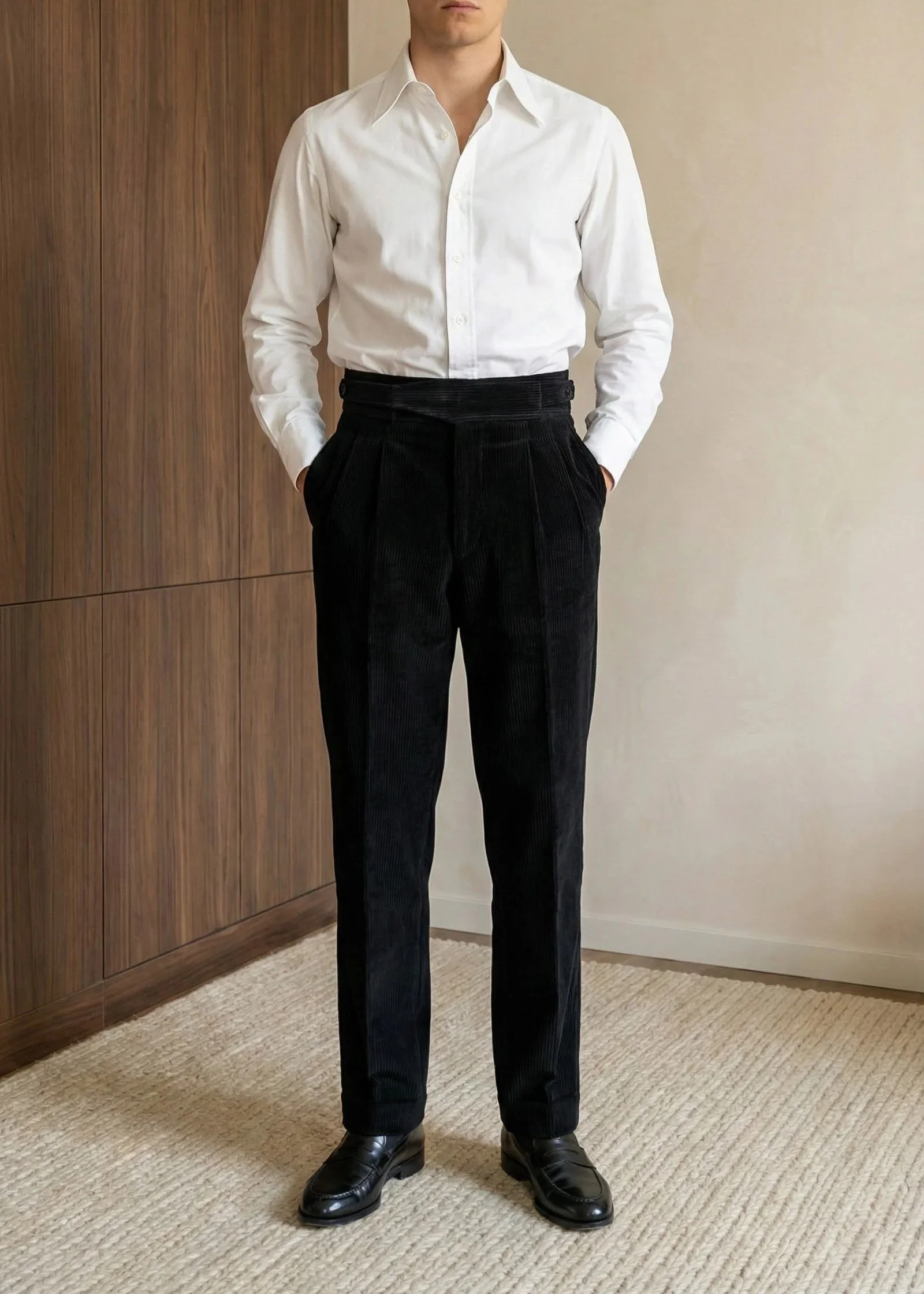 Pantalon Gurkha en velours noir