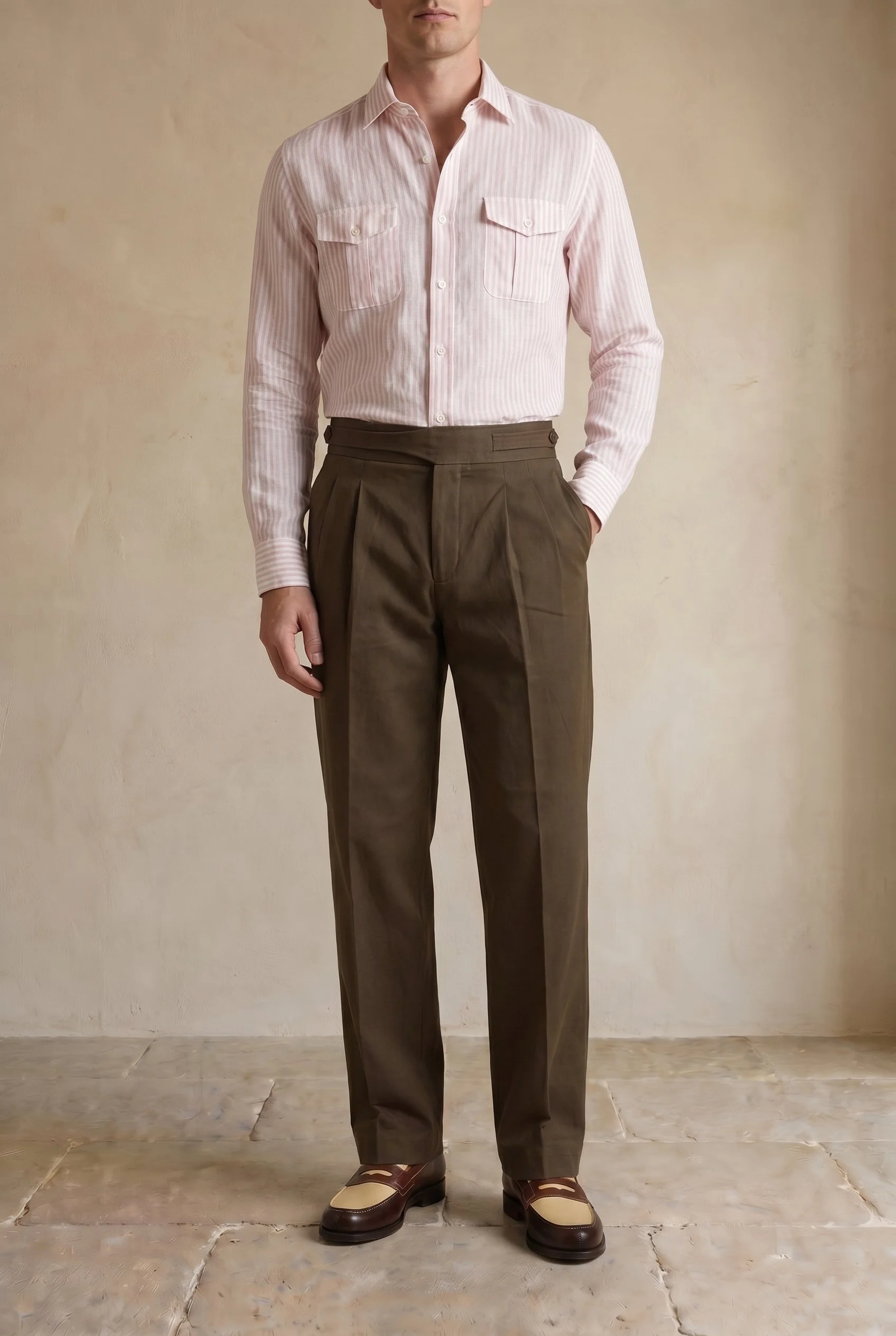 Pantalon gurkha en coton brun olive