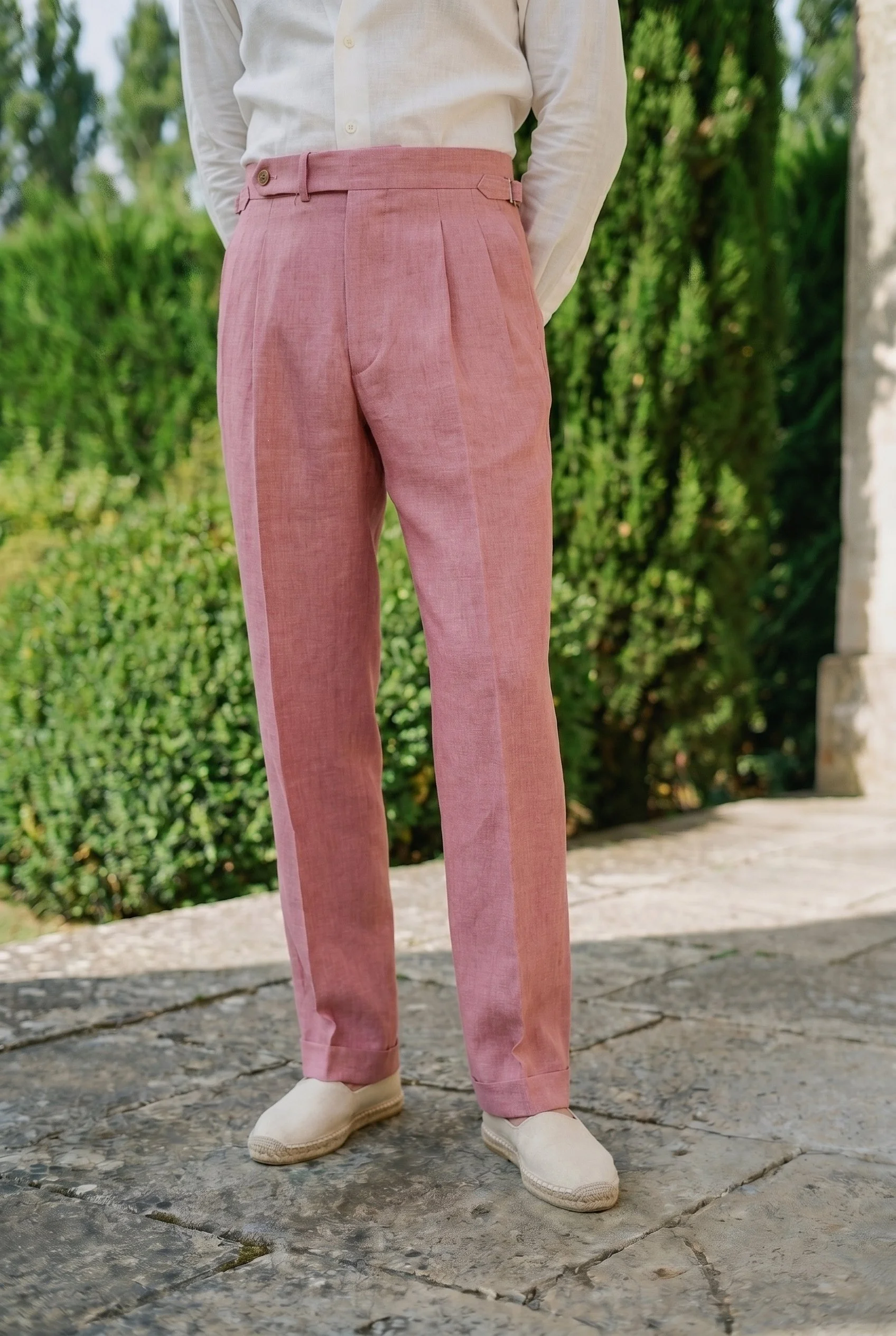 Pantalon en lin rose Brisbane Moss