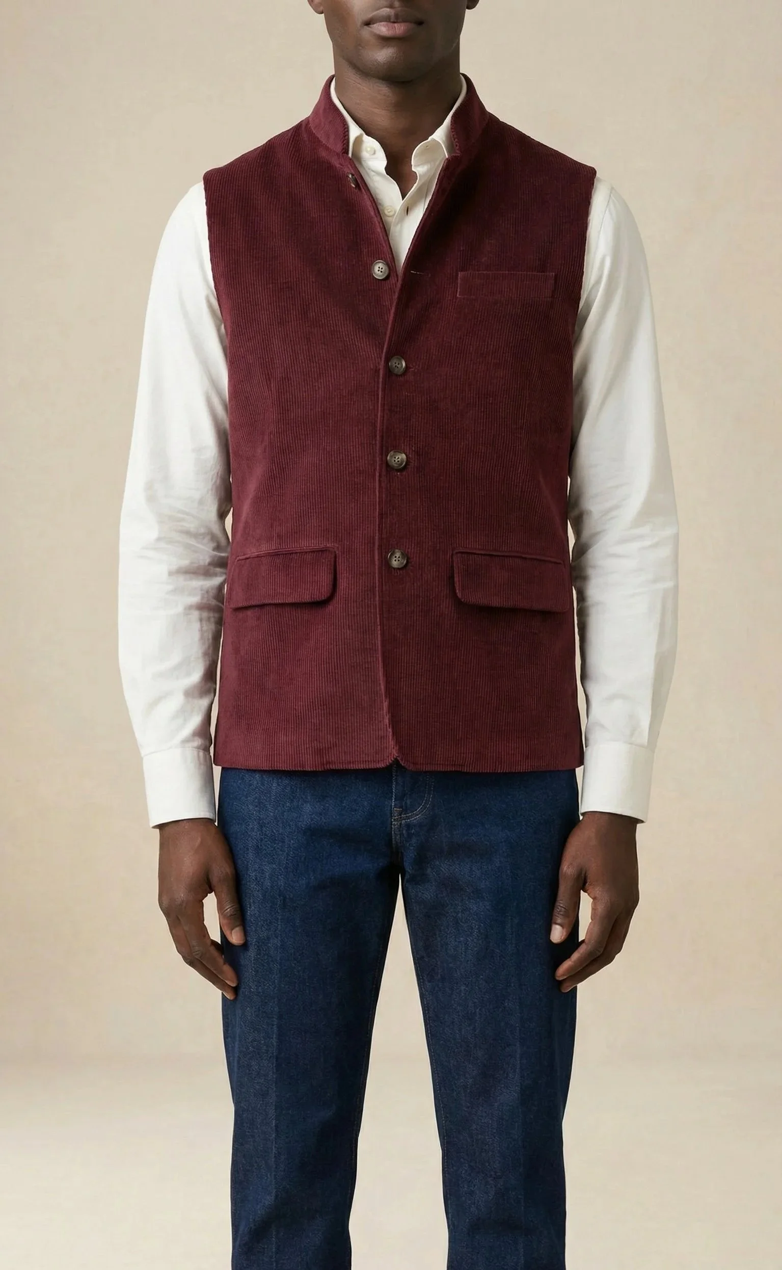 Gilet en velours bordeaux