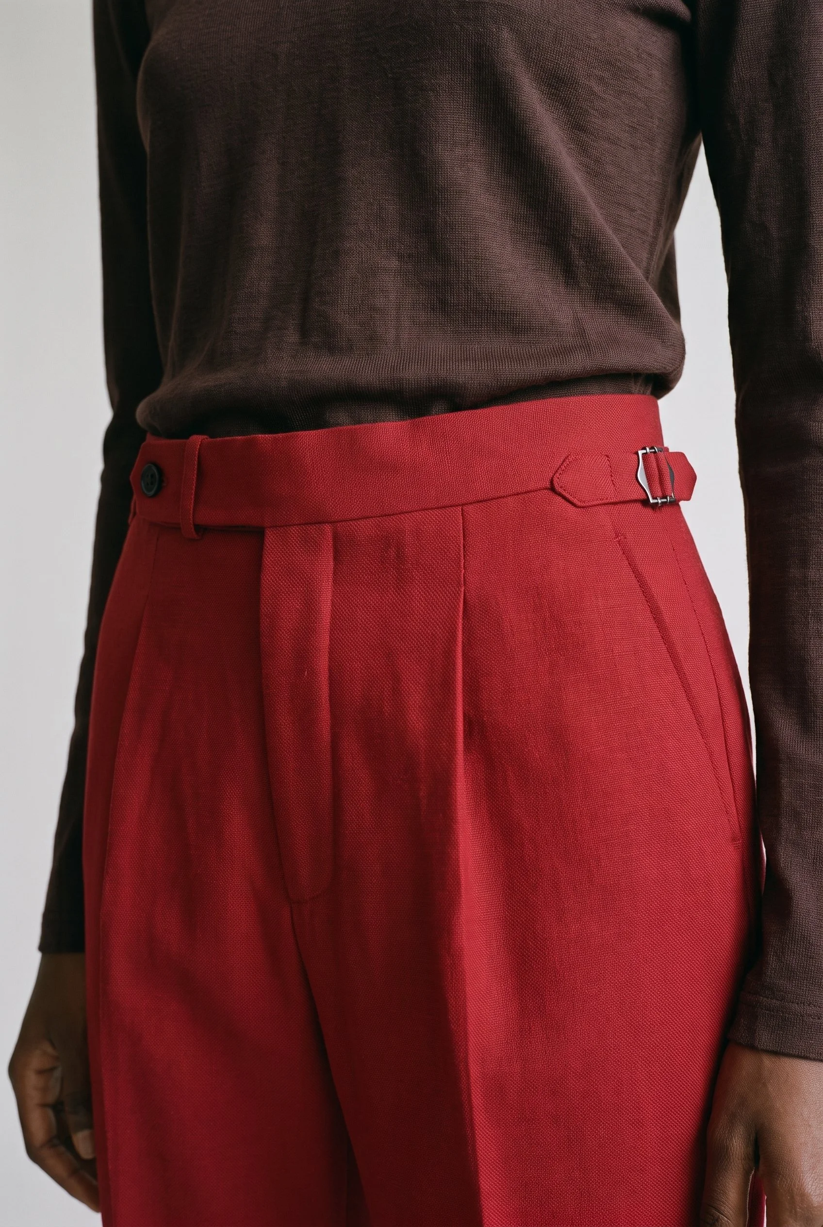 Pantalon en laine froide rouge