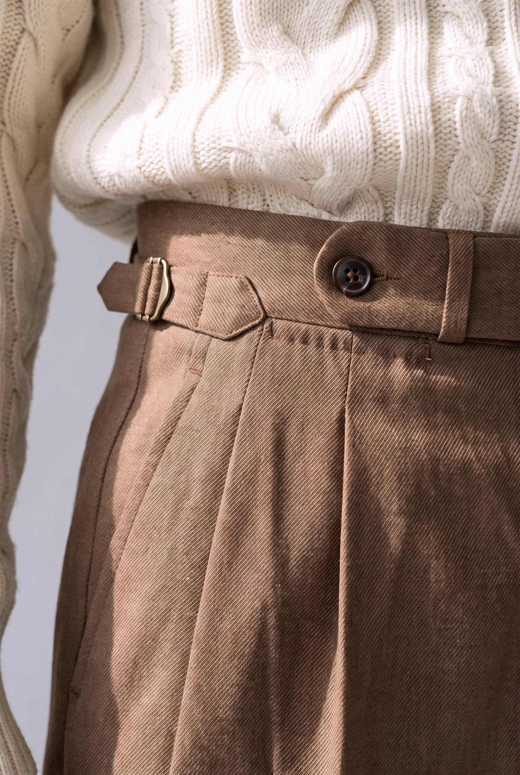 Pantalon tabac en laine whipcord