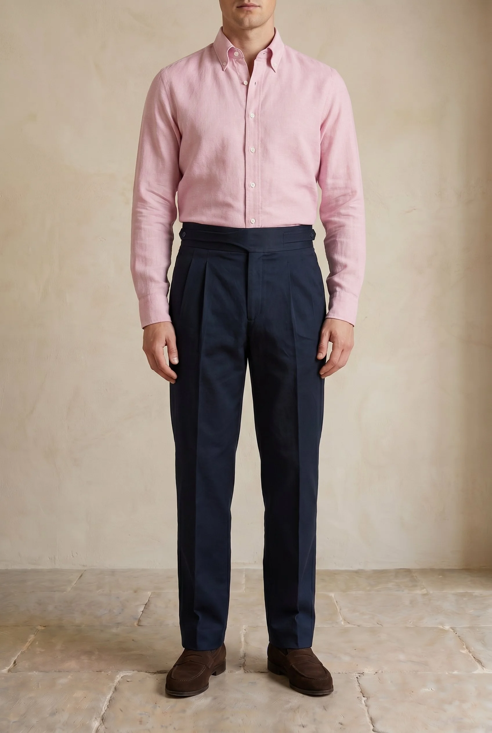 Pantalon gurkha en coton bleu marine