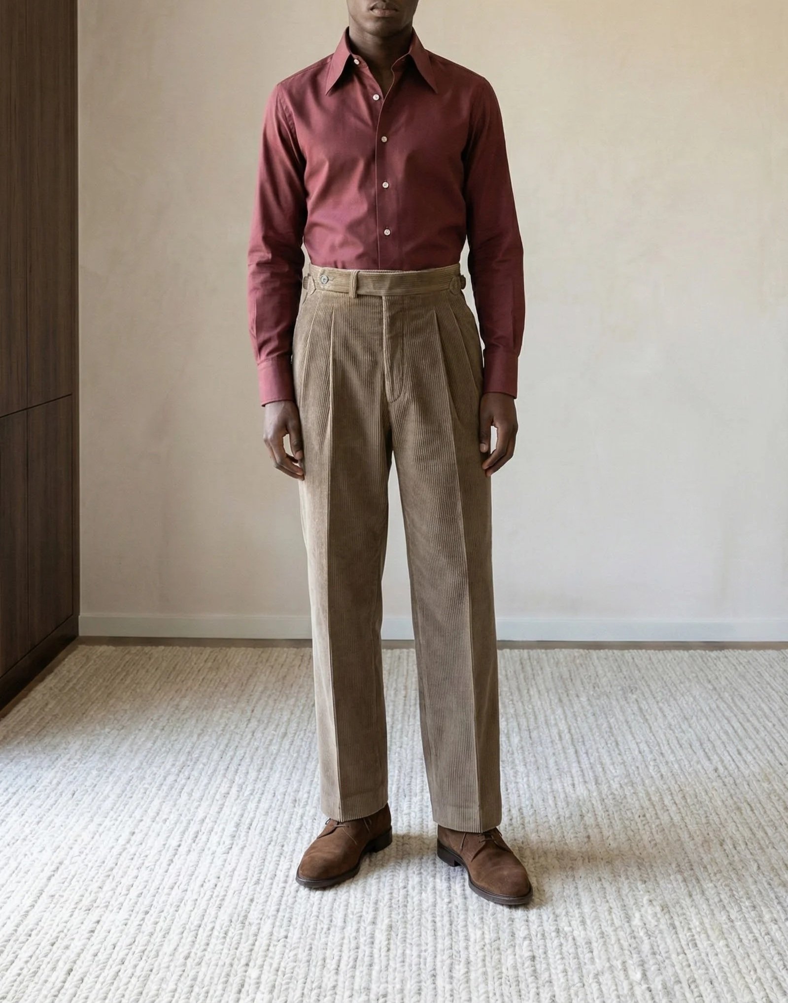 Pantalon ajusteurs en velours taupe