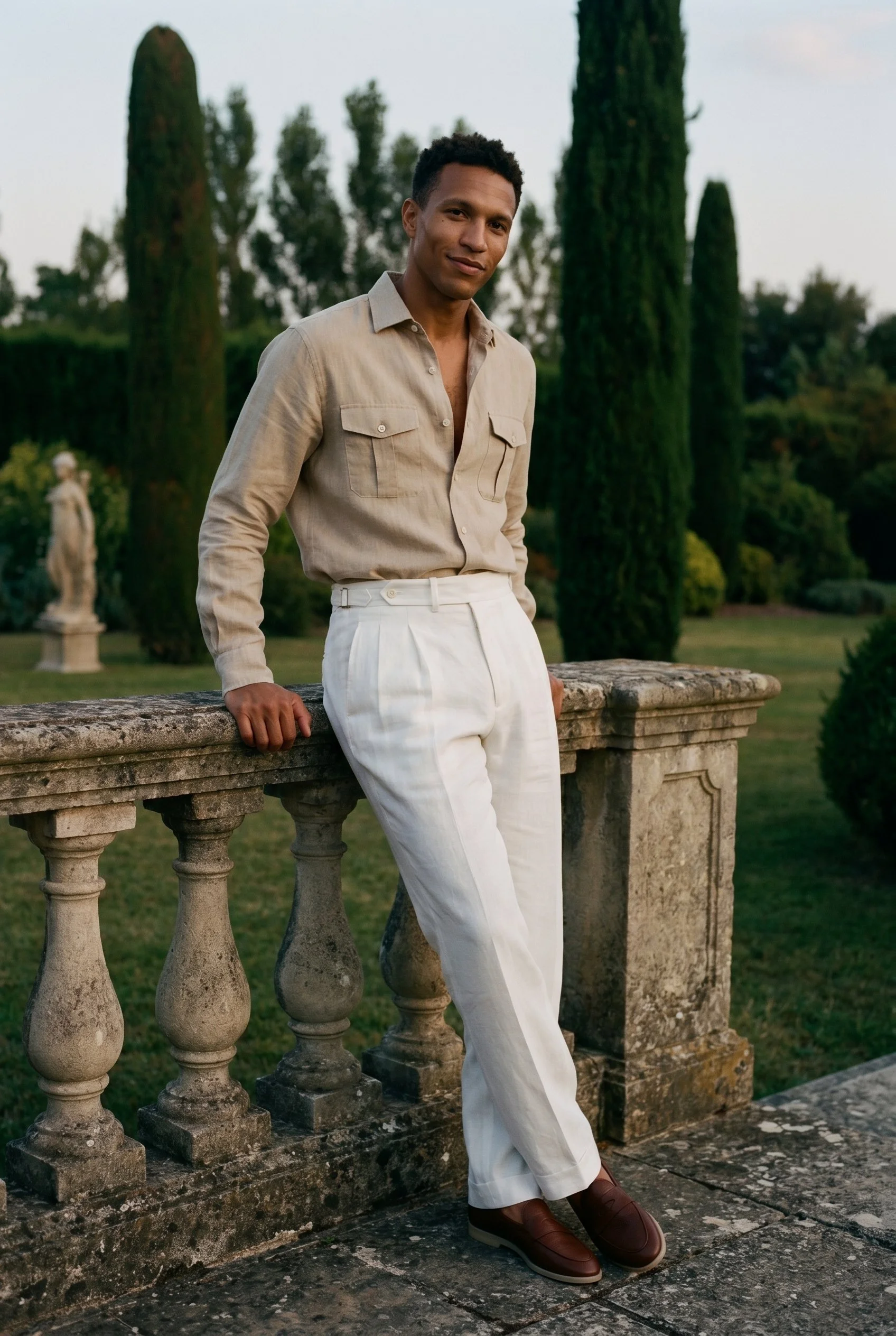 Pantalon en lin blanc Brisbane Moss