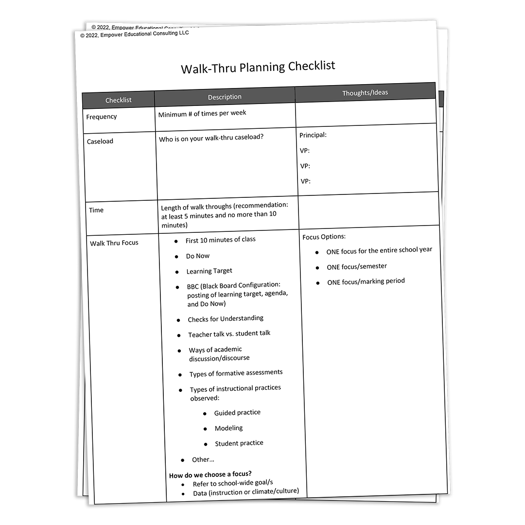 Walk-Thru Planning Checklist