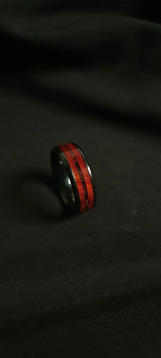 Red Heart Inlay with Deep Red Opal