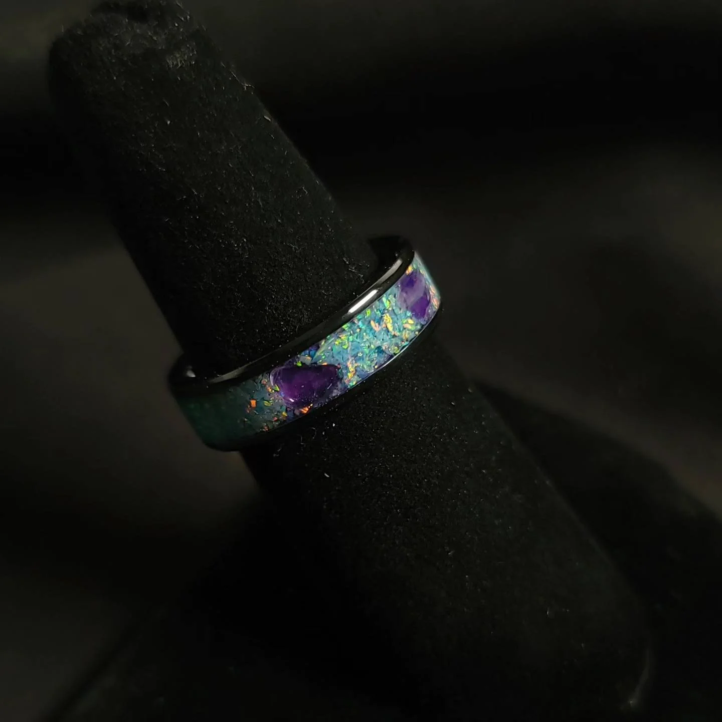 Amethyst & Fire Turquoise Opal with Purple Underglow