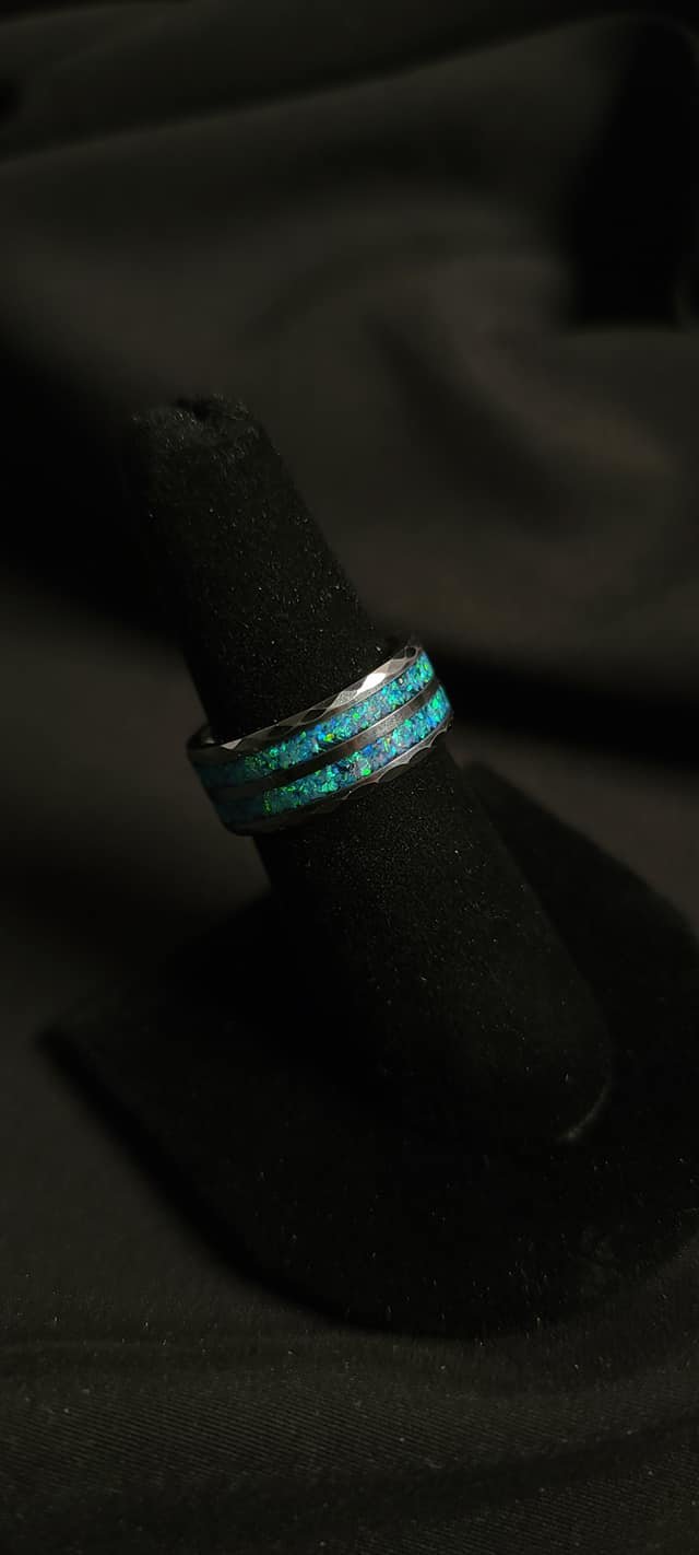 Tiffany Blue Opal Faceted Double Channel