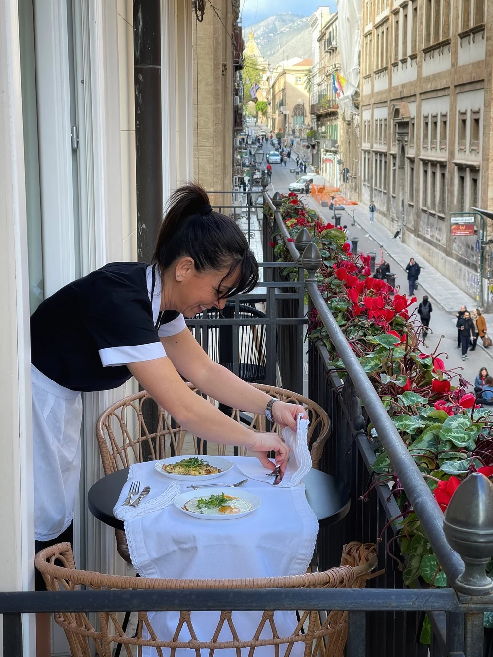 Our tiny breakfast terrace!