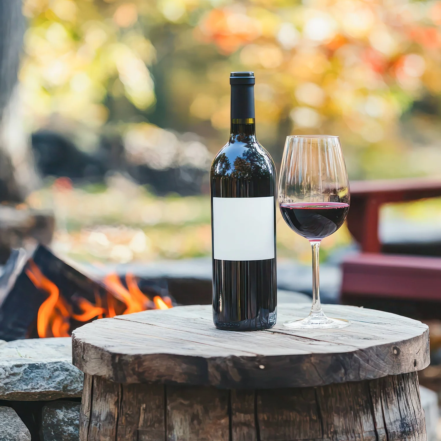 Wine and glass overlooking scenic view