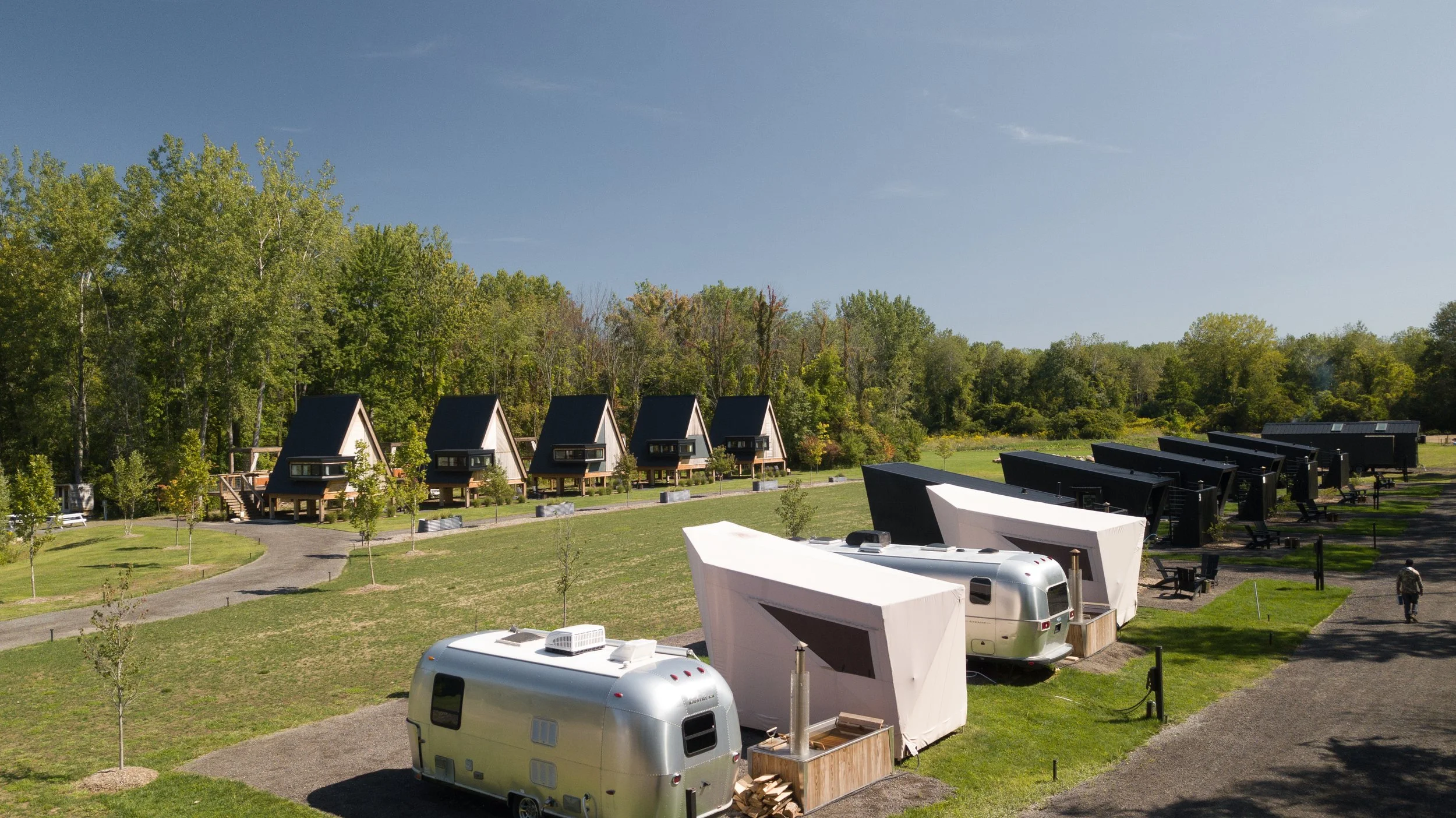 EV charging station at a treehouse cabin