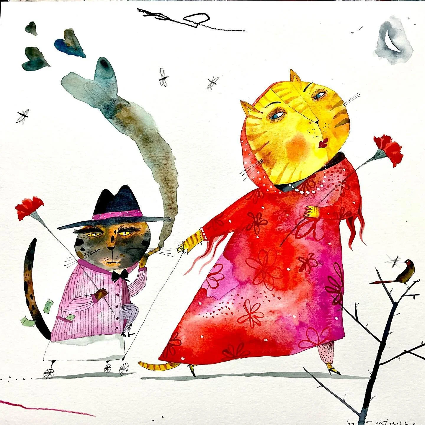 NIGHTSCAPE WITH ISOBELLE AND GEORGE HEADING TO A VALENTINE&rsquo;S BALL
Mixed media

#childrensbookillustrators #illustrationsartists #folkartlife #illustrationsoninstagram #picturebookillustrator #illustrationlovers #valentines #illustrationarts #il