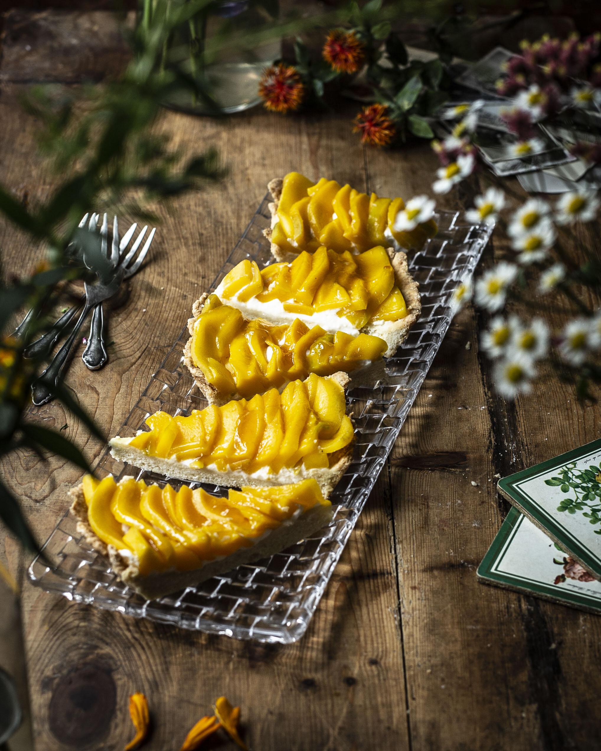 Mango Sahne Tarte aus Mürbeteig 