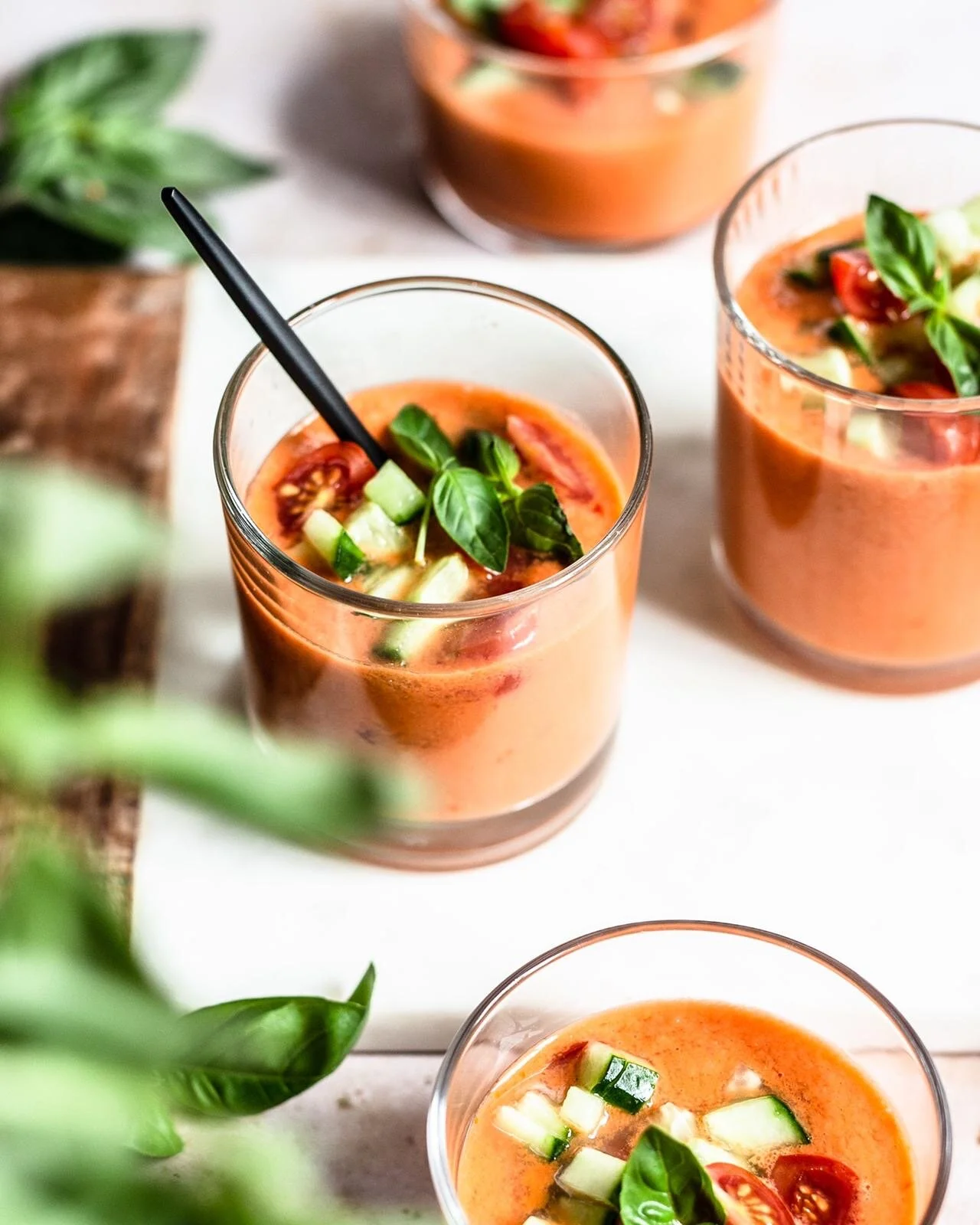 Melonen-Tomaten-Kaltschale mit Gurke 