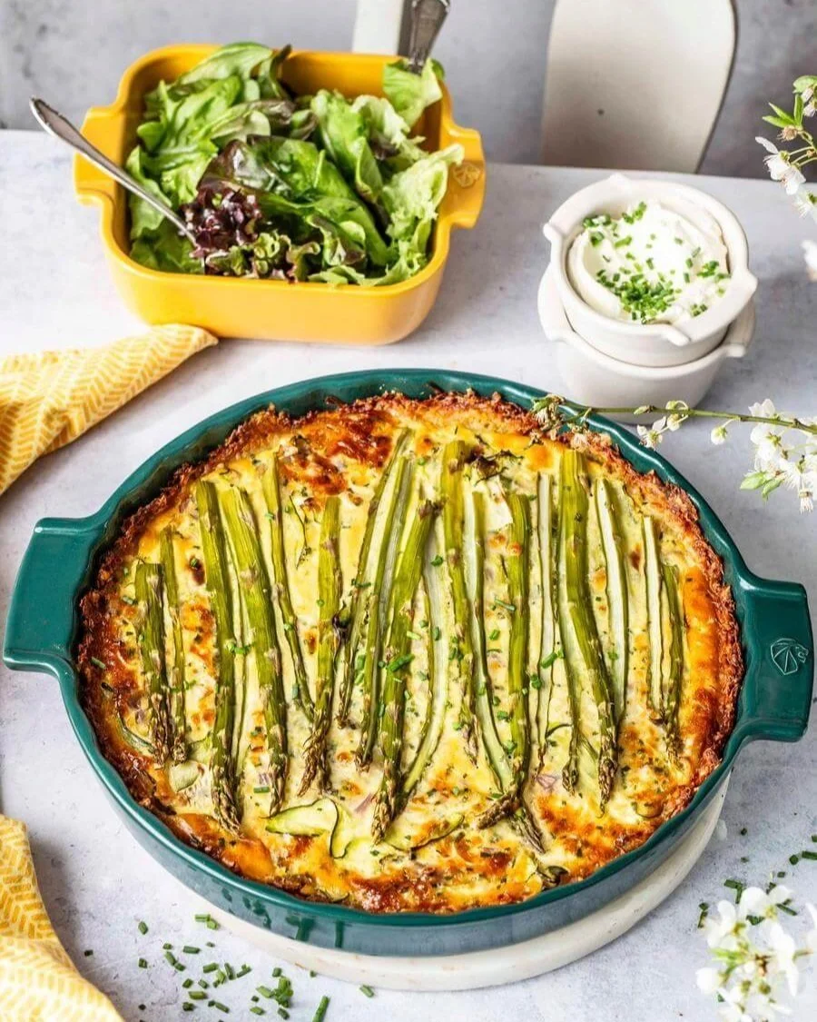 Zucchini Quiche mit grünem Spargel