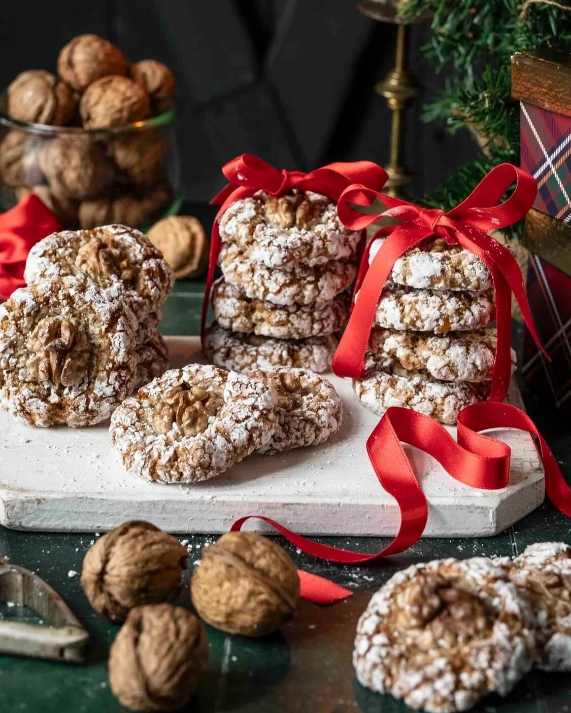 Walnuss Crinkle Cookies zu Weihnachten