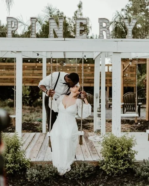 Couple at The Pinery Forest and Garden wedding venue near Bartow Florida