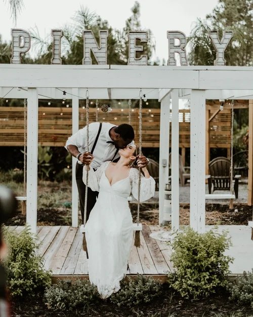 Couple at The Pinery Forest and Garden wedding venue near Sarasota Florida