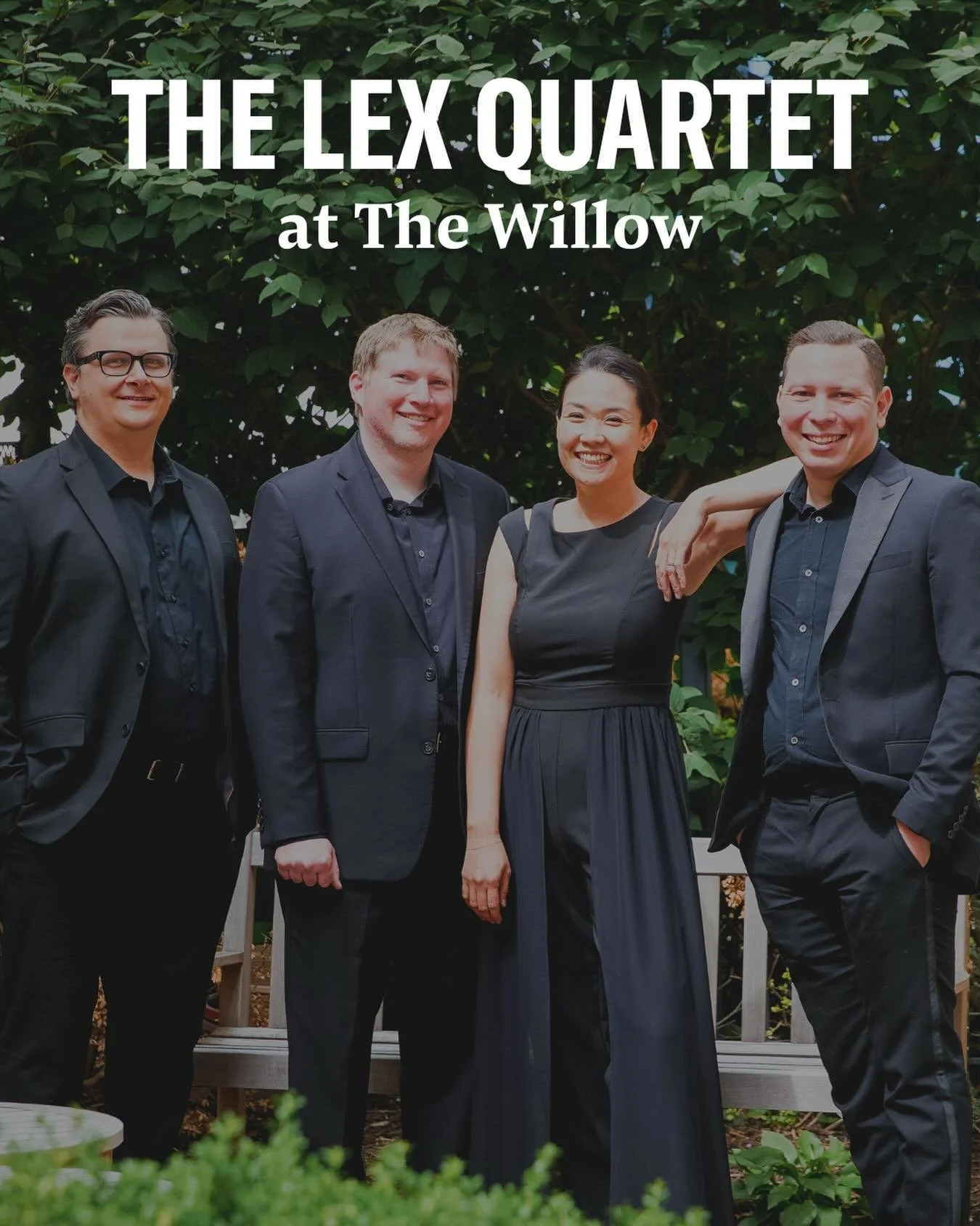 Join @thelexquartet and @thewillowlex for an evening of musical magic!

Save the date! The Lexington Theatre Company Quartet will be performing your favorite instrumental showtunes on Sunday, March 15 at The Willow! 

The Lex Quartet 
at The Willow (