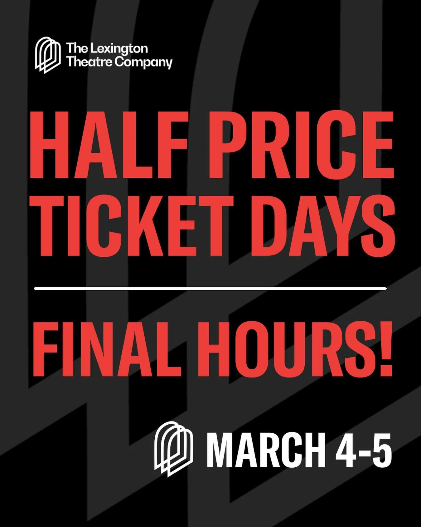 FINAL HOURS to grab your Half Price Tickets!

Sale ends TONIGHT, March 5 at 10:00pm!

Enjoy 50% OFF select seats for all three mainstage shows in our 2026 Season - Les Mis&eacute;rables, Matilda the Musical, and Irving Berlin&rsquo;s White Christmas!