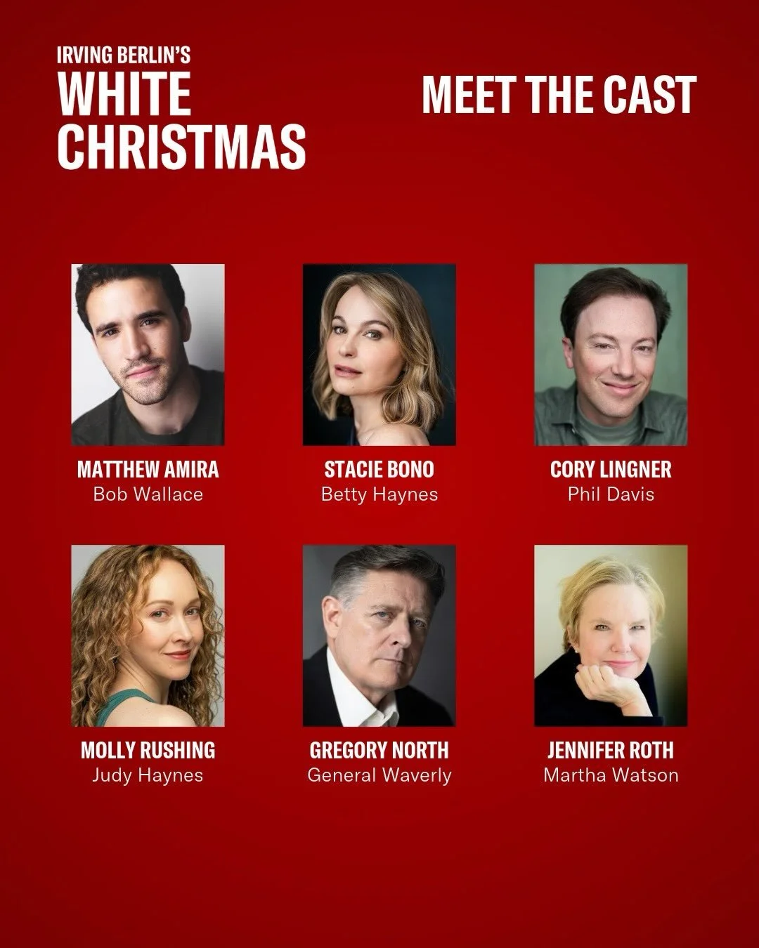 Meet the Cast of Irving Berlin&rsquo;s White Christmas!

We are so excited to welcome all of these wonderful artists to ring in the holiday season! Learn more about the cast and team bringing White Christmas to the stage at the link in our bio or htt
