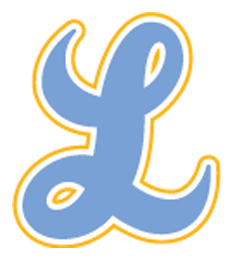 Blue letter L with outline on yellow background