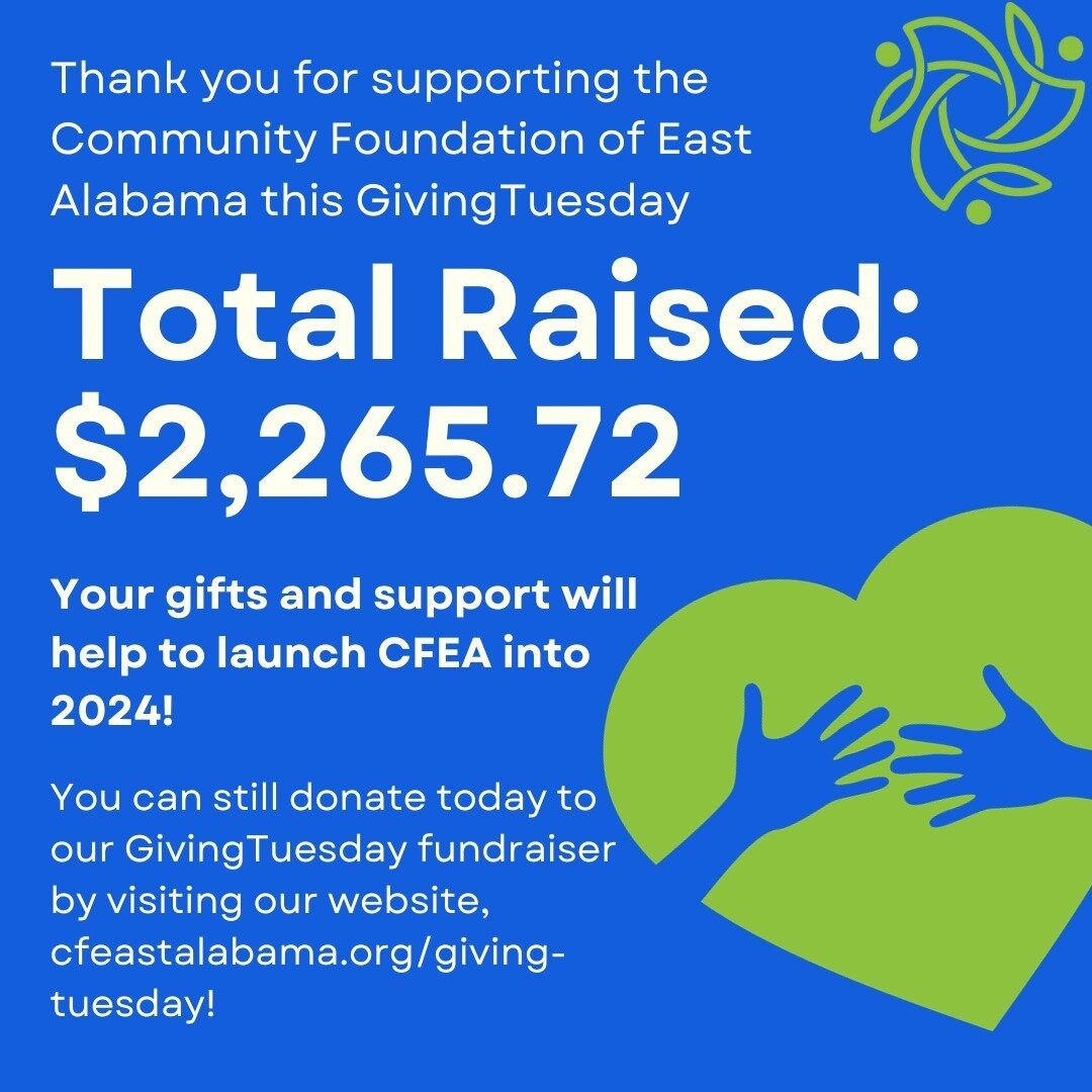 THANK YOU to all that have supported us in our efforts to raise money on GivingTuesday! Yesterday, alone, we were able to raise $2,265.72! Your support on GivingTuesday is fundamental to our efforts in 2024, and we thank you for your dedication to Ea