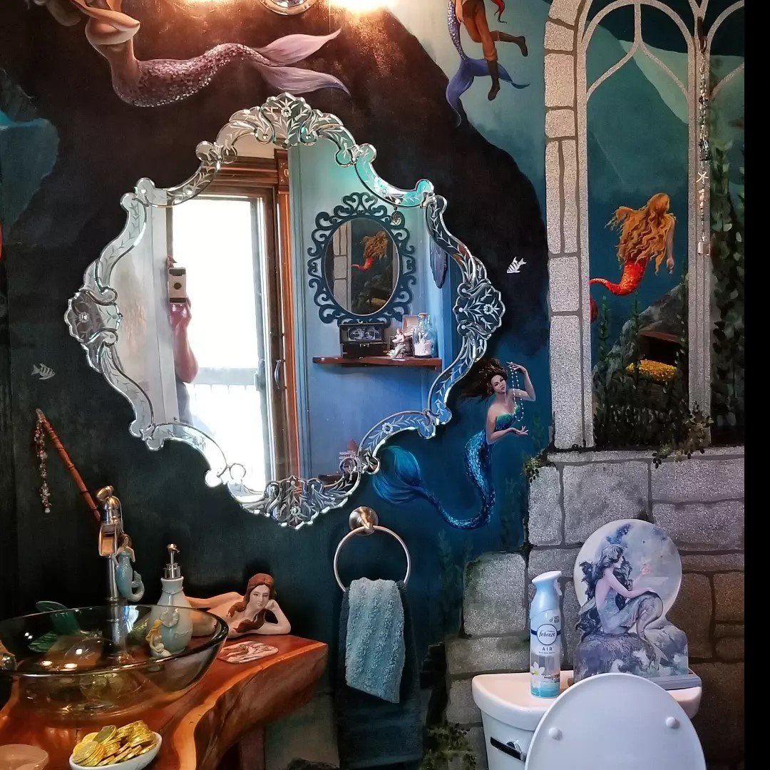  mermaid bathroom murals and mirror