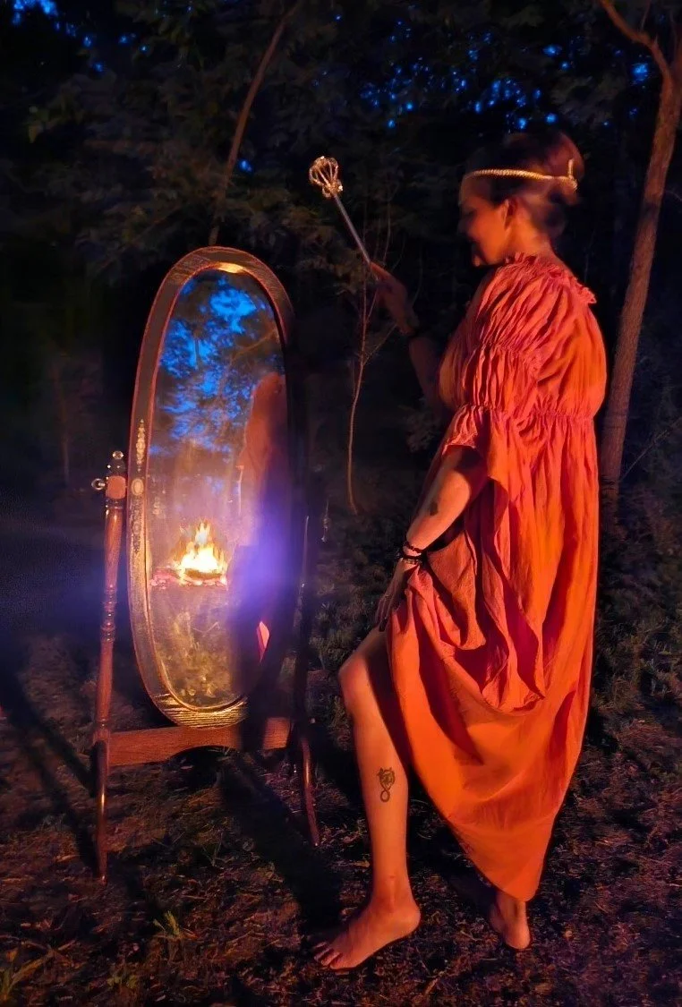 Ritual Setup with Wand and Flame