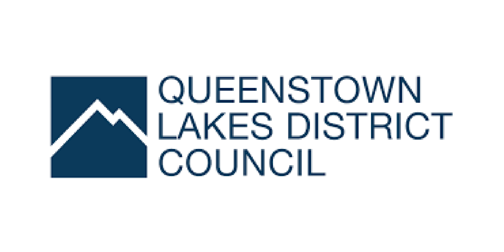 Logo of Queenstown Lakes District Council featuring stylized mountain peaks and text.