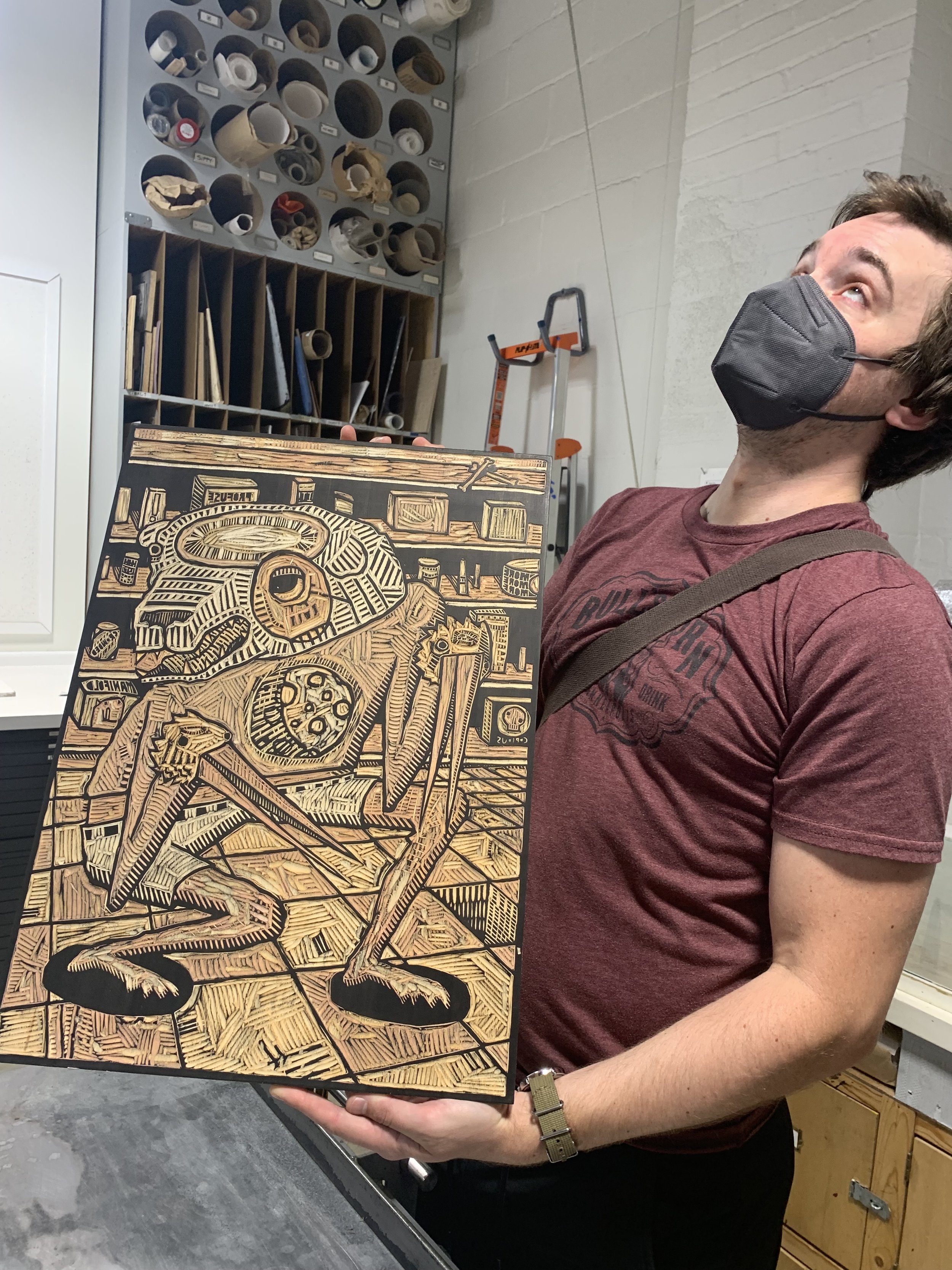 Tyler Green in his printmaking studio