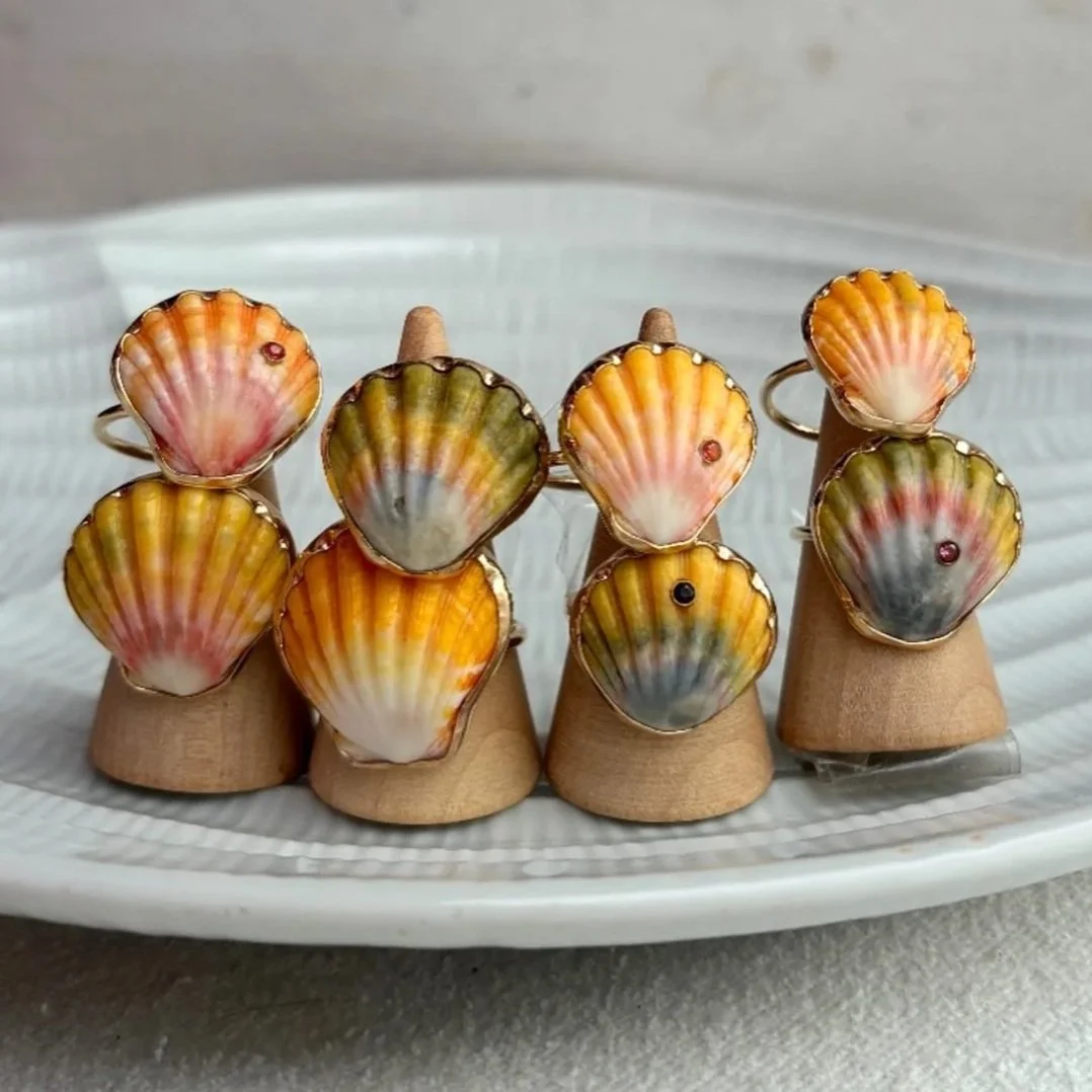 Sunrise Shell Bezel Rings