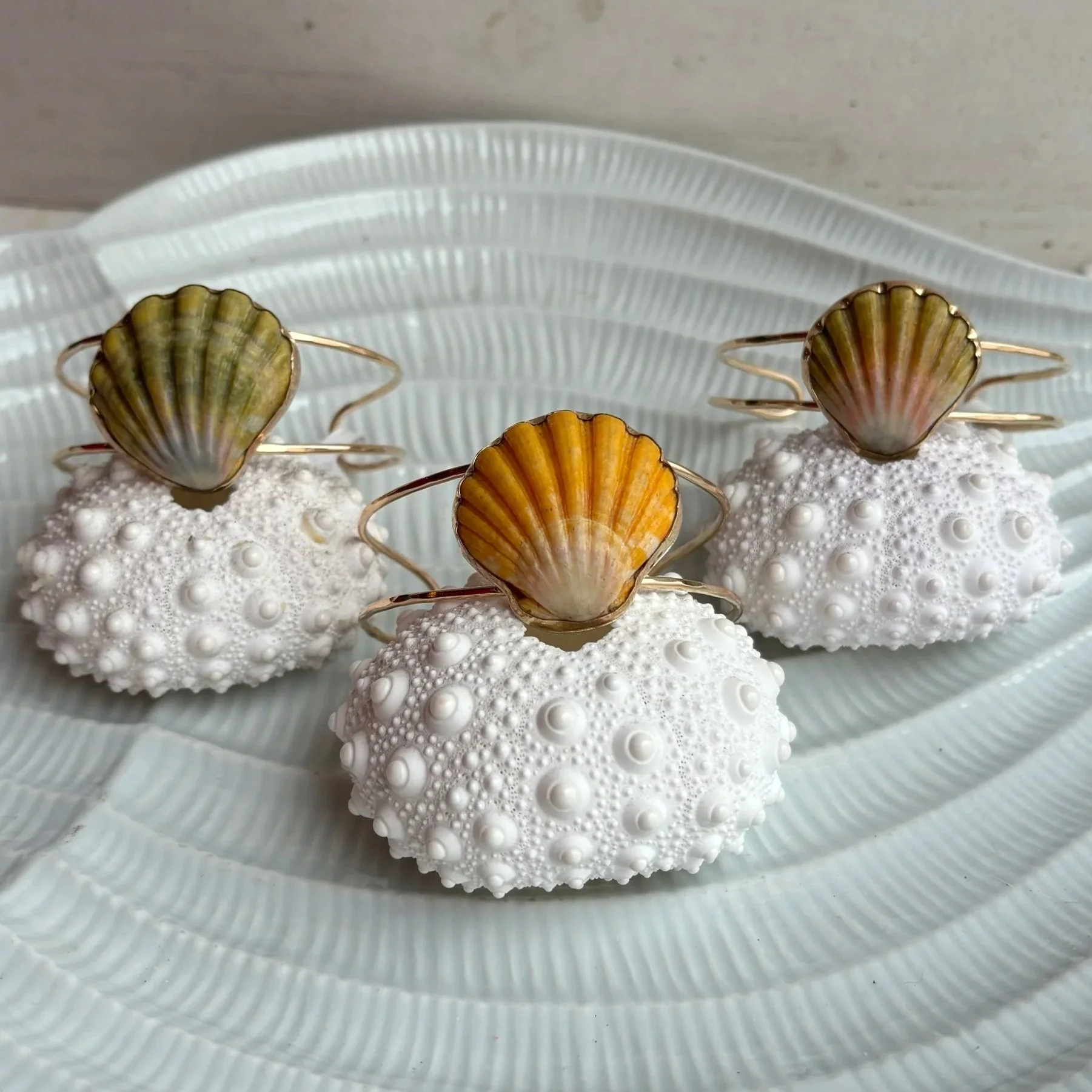 Sunrise Shell Bezel Cuff