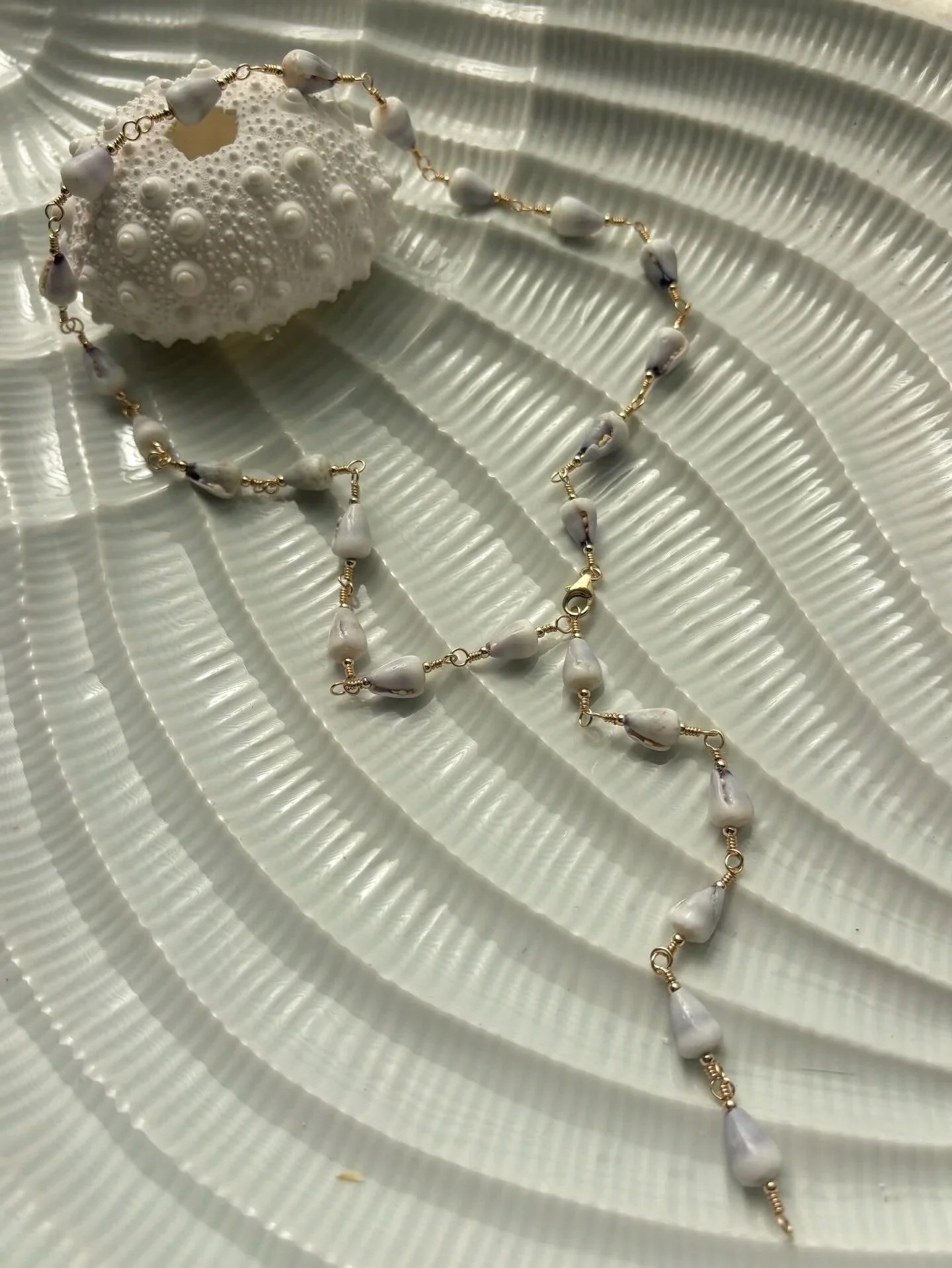 Dwarf Cone Shell + Keshi Pearl Necklace