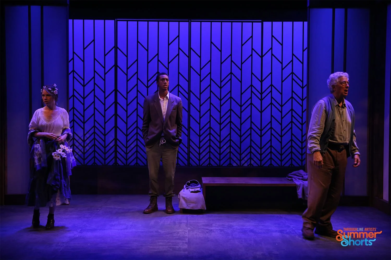  L-R: Mariah Lee, Jordan Bellow, and Bill Buell in INTERIOR. Photo by Carol Rosegg 