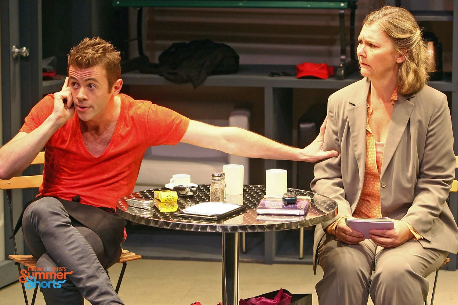  L-R: Nick Westrate and Sherry Anderson in PEOPLESPEAK. Photo by Carol Rosegg 