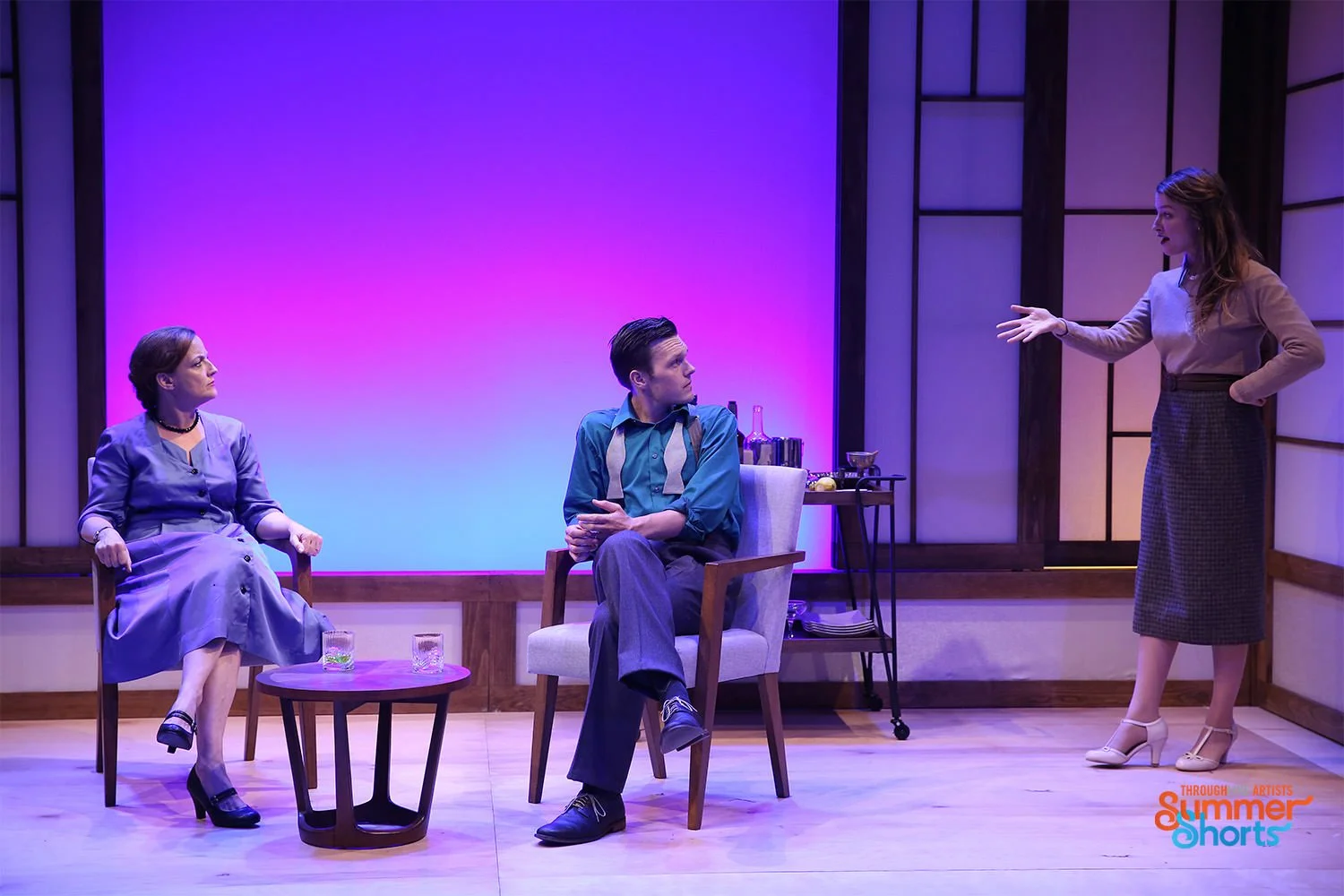  L-R: Orlagh Cassidy; Sam Lilja; Brontë England­-Nelson in ACOLYTE. Photo by Carol Rosegg 