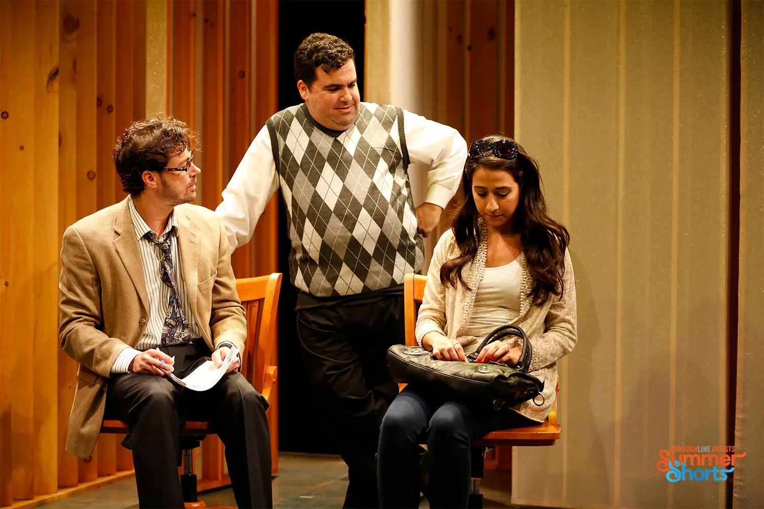  L-R: Dana Watkins; James P. Rees and Sinem Meltem Dogan (Sinem Gulturk &amp; Meltem Gulturk) in THE DARK CLOTHES OF NIGHT. Photo by Carol Rosegg 