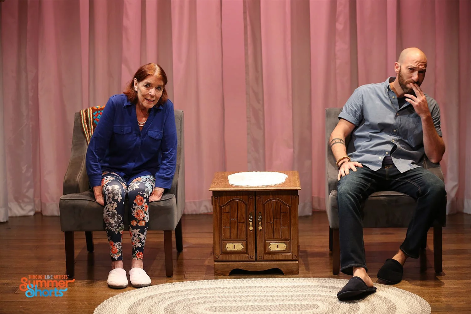  L-R: Kate Buddeke and Joel Reuben Ganz in THE LIVING ROOM. Photo by Carol Rosegg 