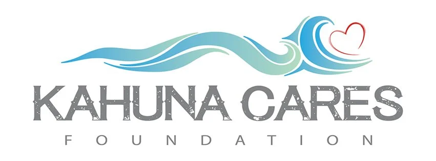 Logo of Kahuna Cares Foundation with wave and heart design