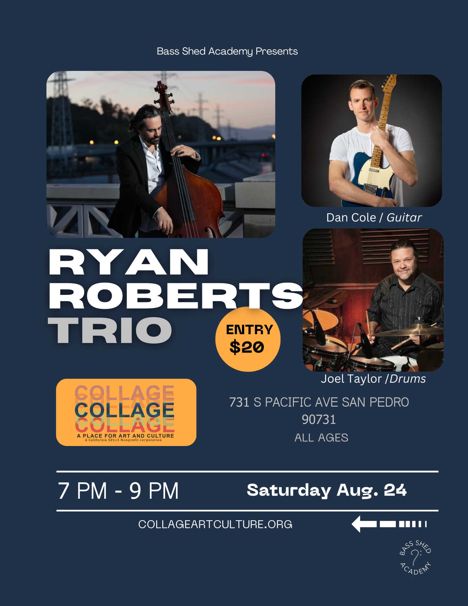 Ryan Roberts Trio Performance after a workshop at Collage