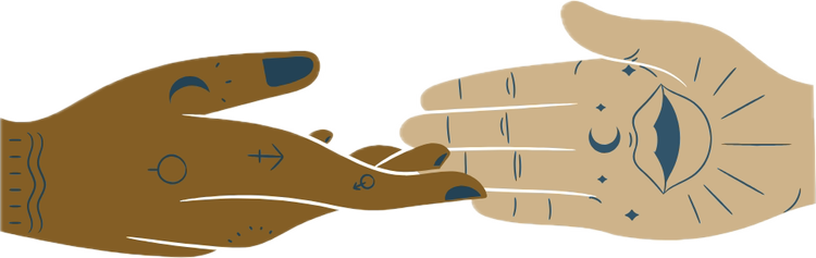 Two hands reaching toward one another