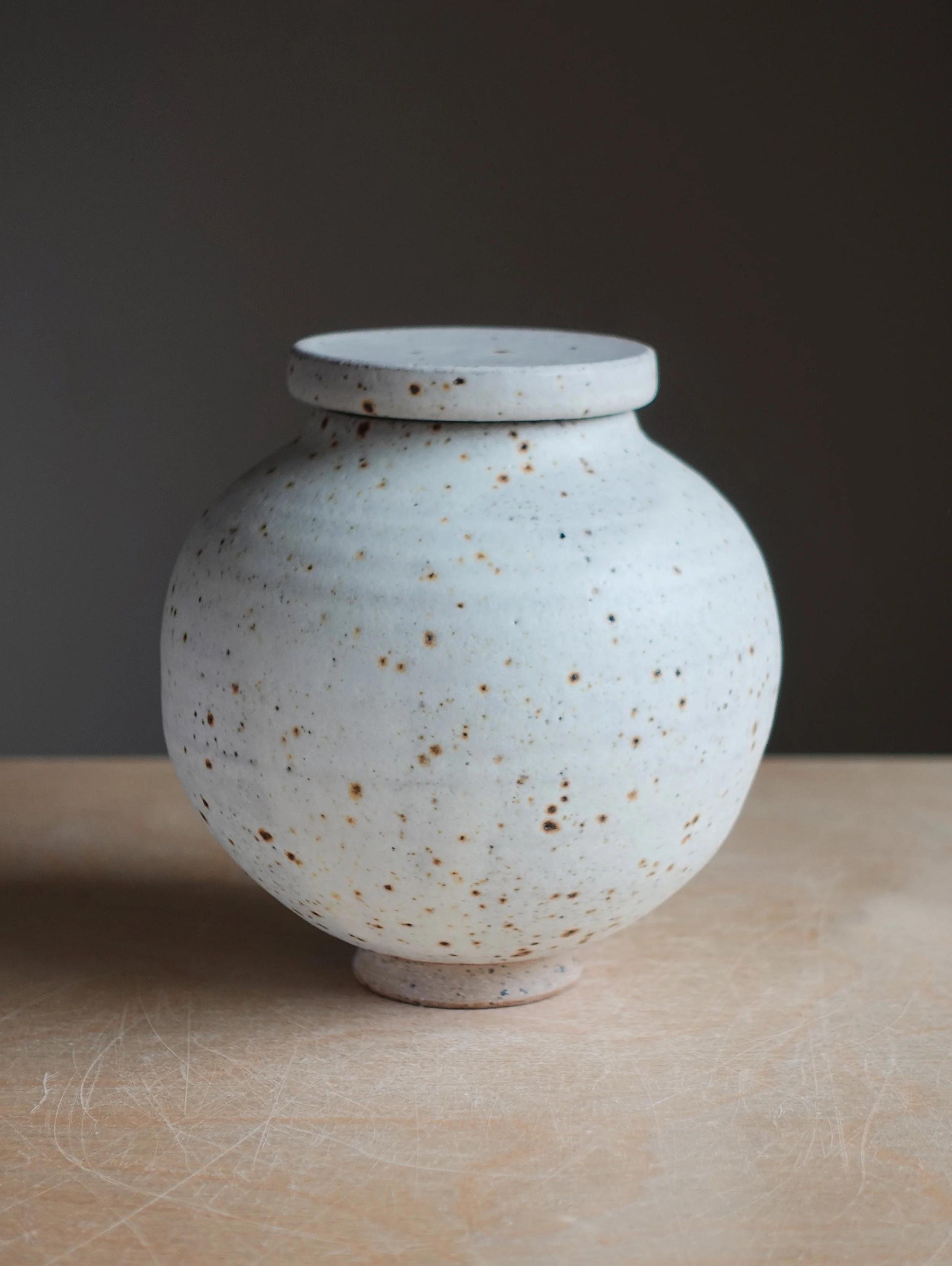 Freckled White Lidded Jar