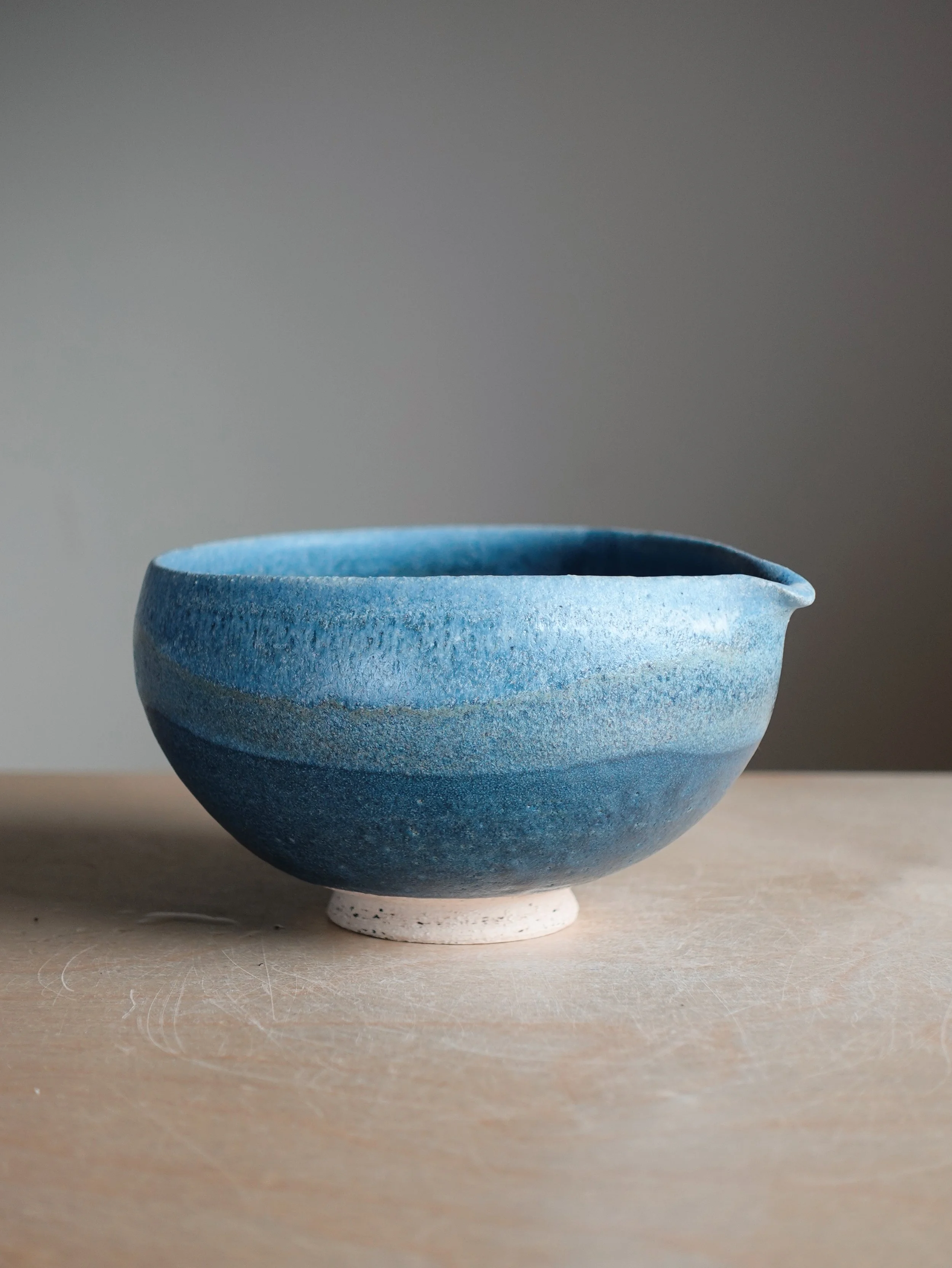 Ocean Blue Katakuchi Matcha Bowl