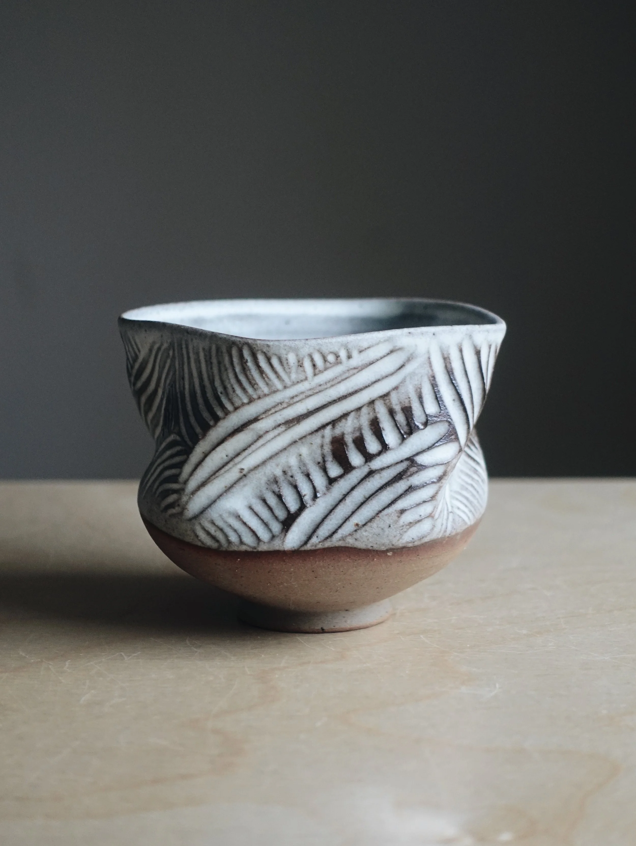 Twisted Matte White Yunomi Cup